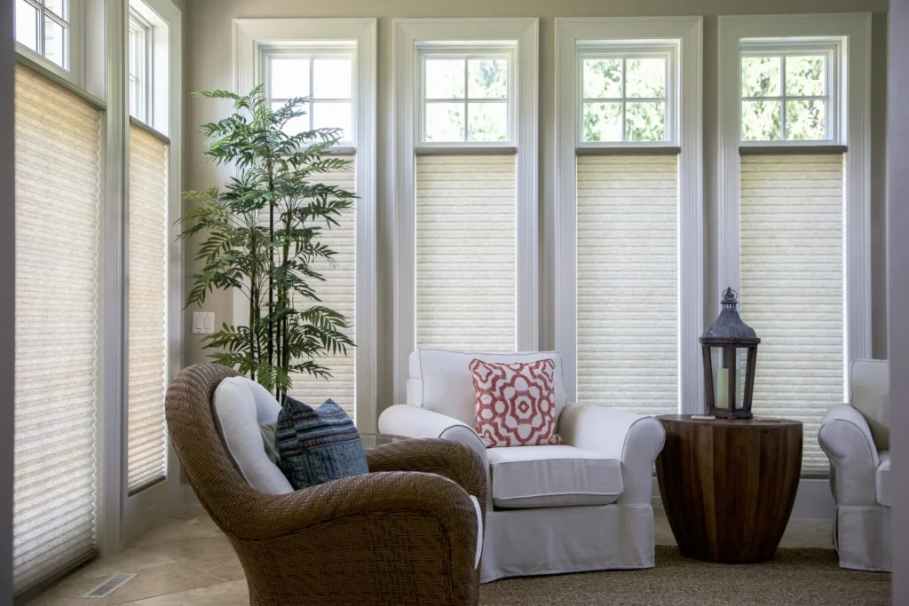 Hunter Douglas Alustra Duette Shades in Sunroom