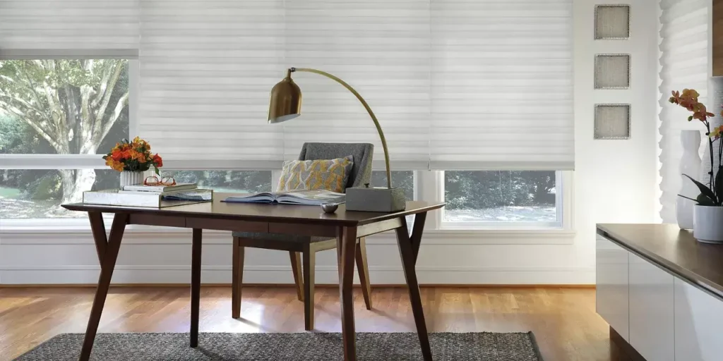 Hunter Douglas Roman Shades in home office