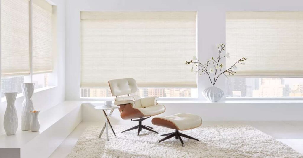 white hunter douglas roman shades