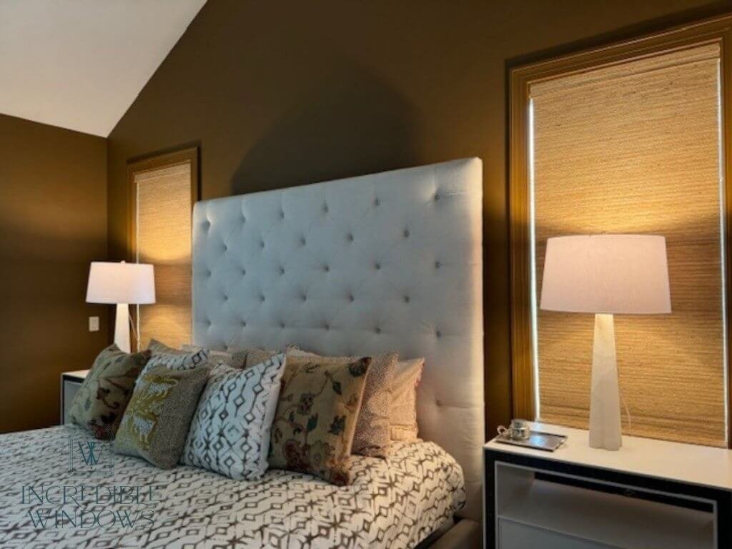 Hunter Douglas Provenance Woven Shades elegantly installed in a cozy bedroom