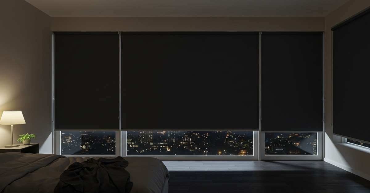 motorized blackout shades in a room