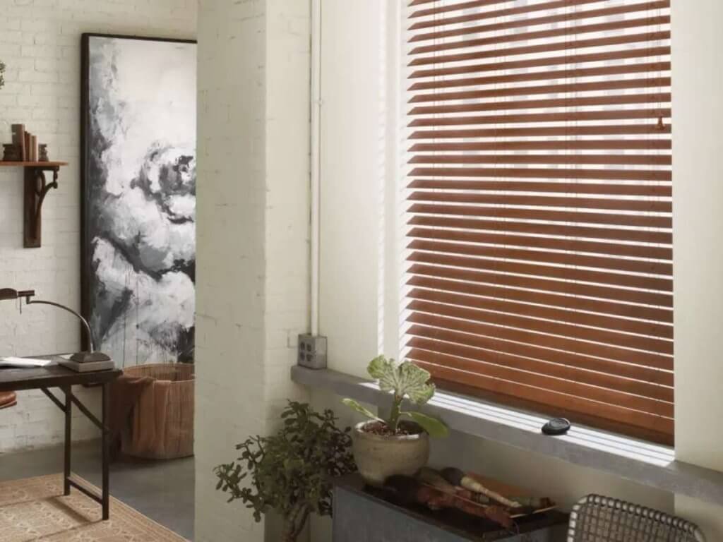 Faux wood blinds hold up well against Wisconsin’s humidity and temperature swings.