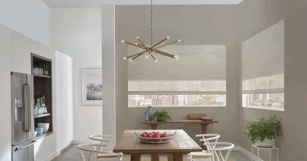 Hunter Douglas Provenance Woven Wood Shades (Cordless) in Dining Area