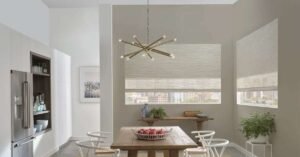 Hunter Douglas Provenance Woven Wood Shades (Cordless) in Dining Area