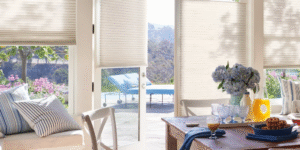 Duette & Applause Cellular window treatments for sliding glass doors