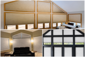 Custom blinds for odd shaped windows installed on arched and specialty windows